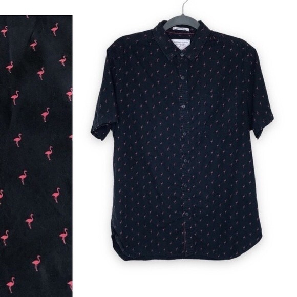 Zipcode Travellers Collection Slim Fit Flamingo All Over Print Shirt Mens Large - Picture 1 of 16